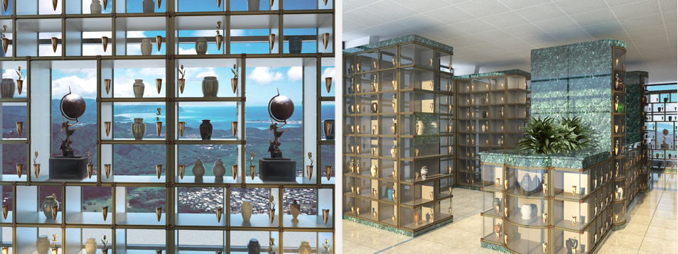 See-through Glass-front Niches and Indoor Columbarium by CMC